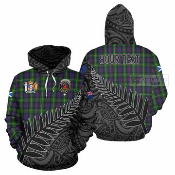 Farquharson Crest Tartan Hoodie with New Zealand Silver Fern Half Style