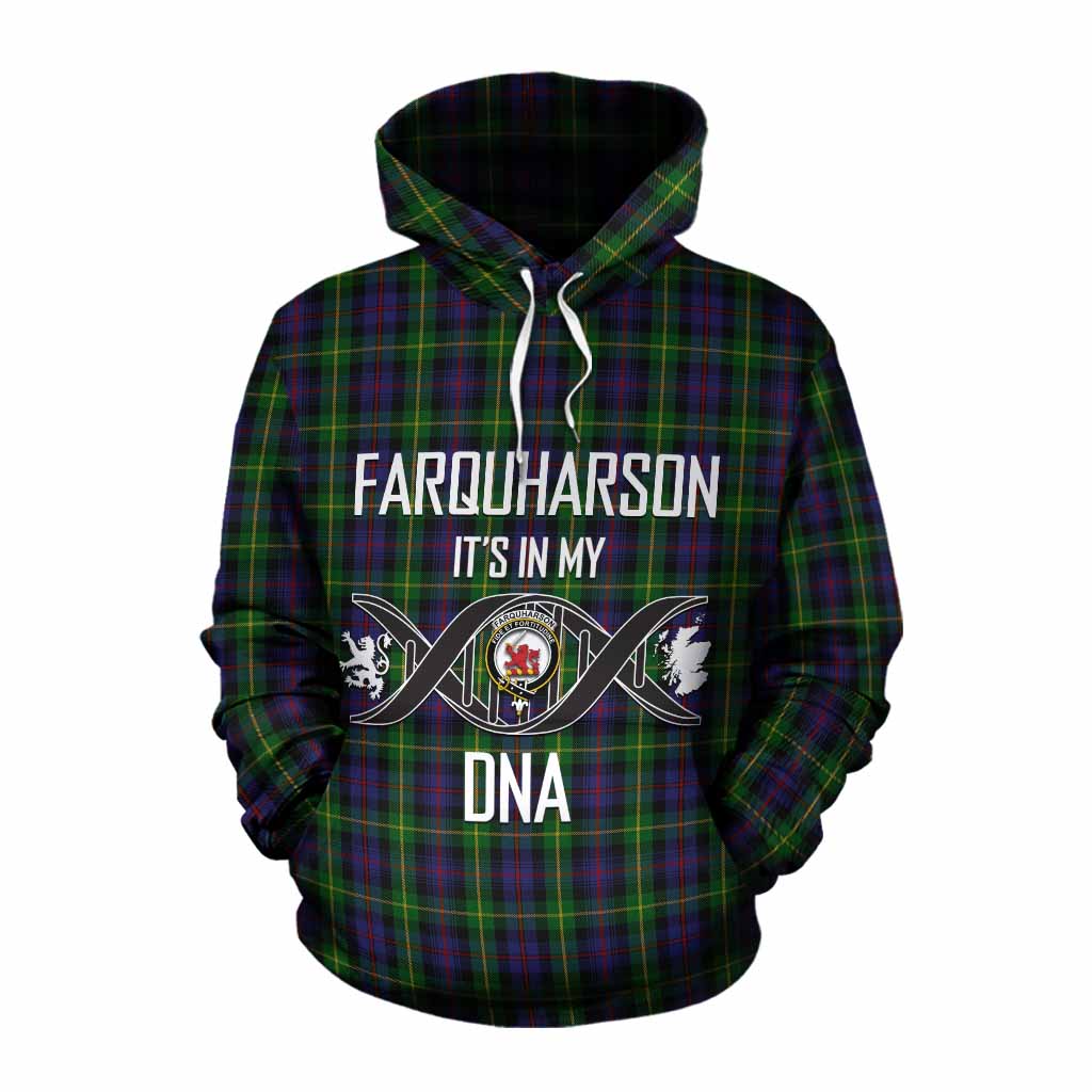 Tartan Vibes Clothing Farquharson Tartan Cotton Hoodie with Family Crest DNA In Me Style