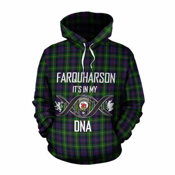 Farquharson Tartan Cotton Hoodie with Family Crest DNA In Me Style