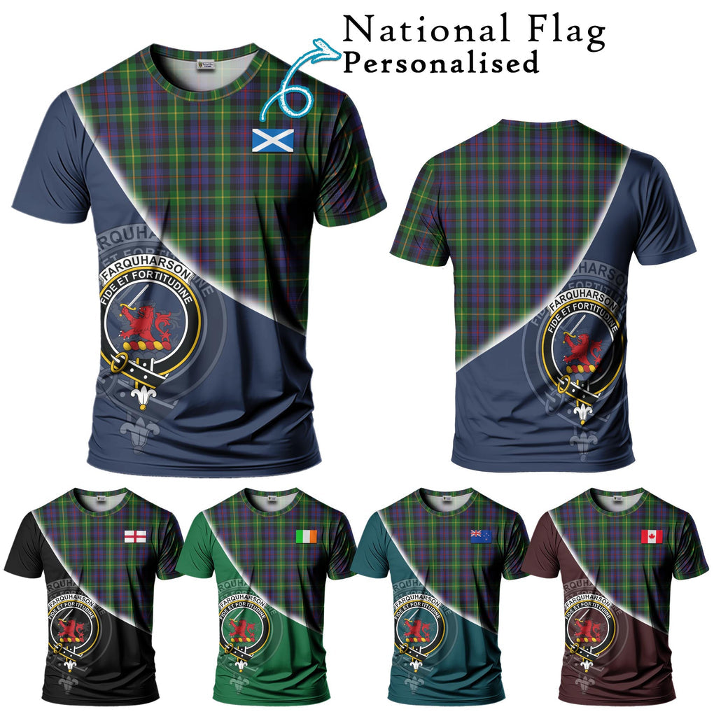 Farquharson Tartan T-Shirt with Personalised National Flag and Family Crest Half Style Kid's Shirt - Tartanvibesclothing Shop