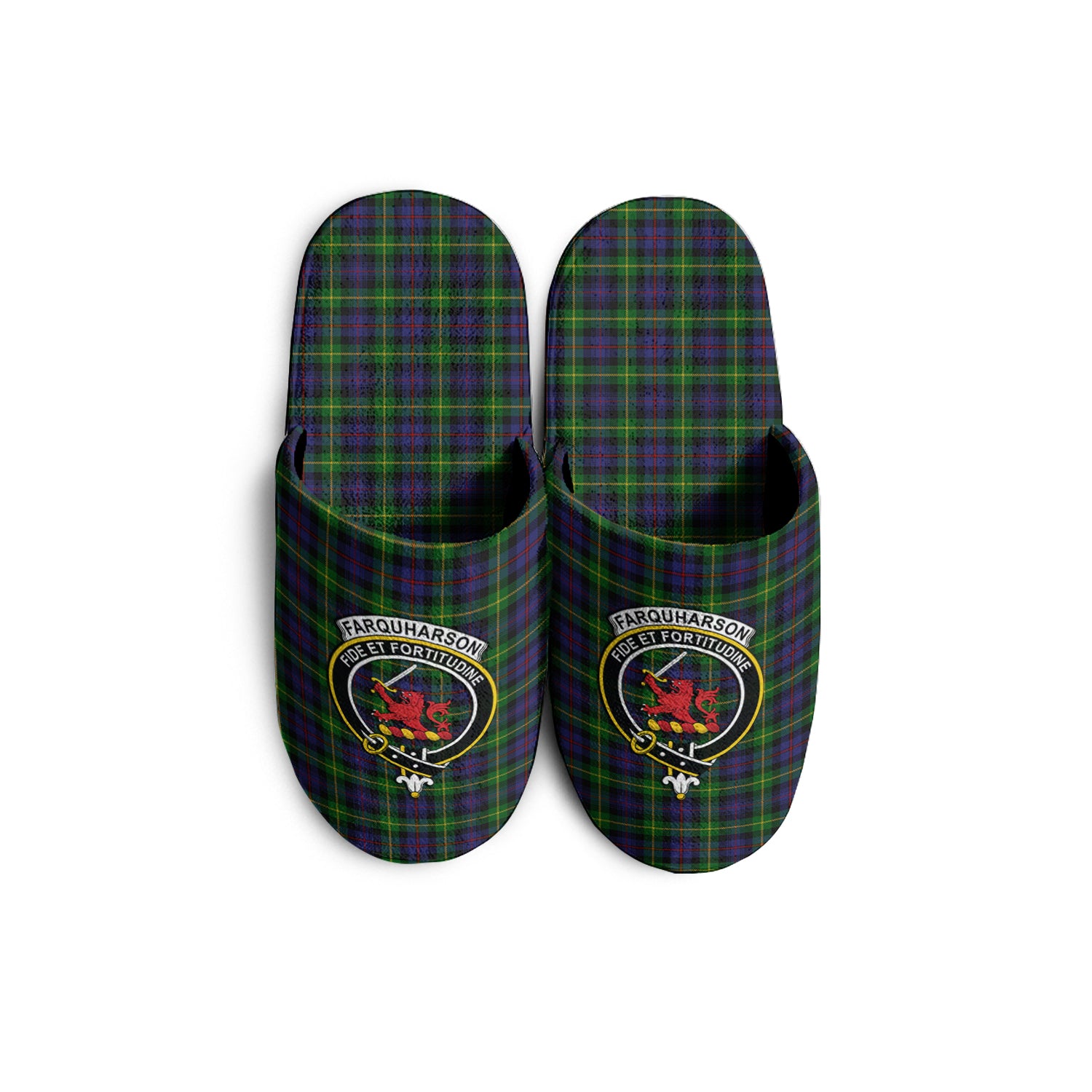 Farquharson Tartan Home Slippers with Family Crest - Tartanvibesclothing