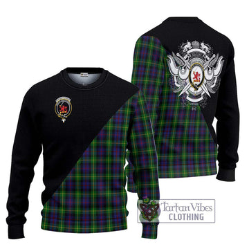 Farquharson Tartan Ugly Sweater with Family Crest and Military Logo Style