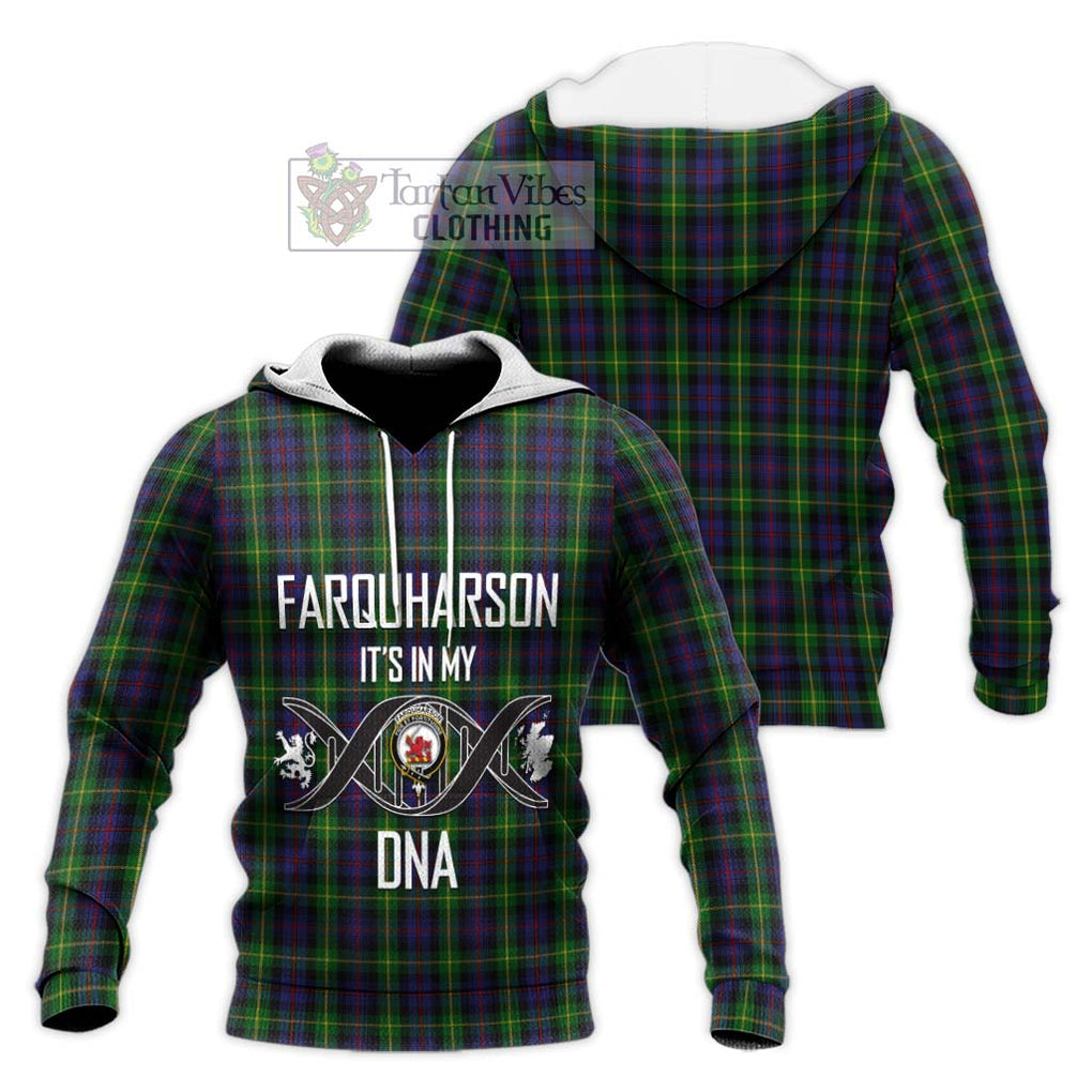 Farquharson Tartan Knitted Hoodie with Family Crest DNA In Me Style Unisex Knitted Pullover Hoodie - Tartanvibesclothing Shop