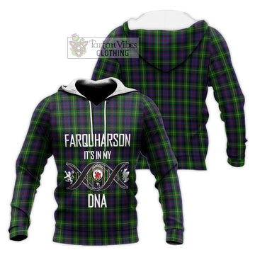 Farquharson Tartan Knitted Hoodie with Family Crest DNA In Me Style