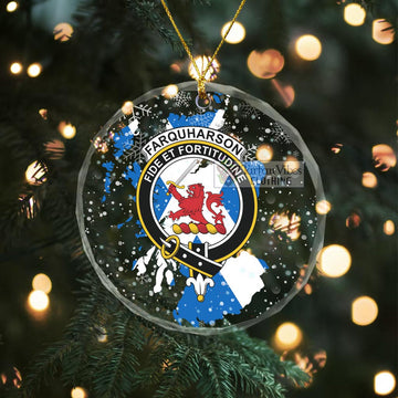 Farquharson Clan Crest Christmas Glass Ornament with Scotland Map