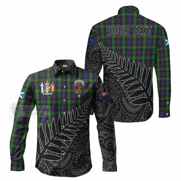 Farquharson Crest Tartan Long Sleeve Button Shirt with New Zealand Silver Fern Half Style