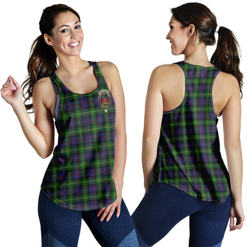 Farquharson Tartan Women Racerback Tanks with Family Crest