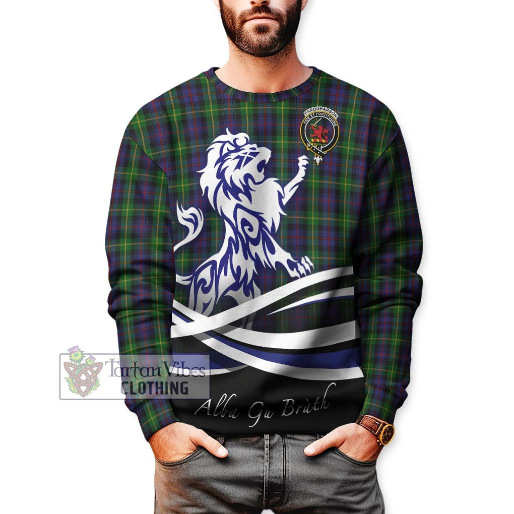 Farquharson Tartan Sweatshirt with Alba Gu Brath Regal Lion Emblem Unisex - Tartanvibesclothing Shop