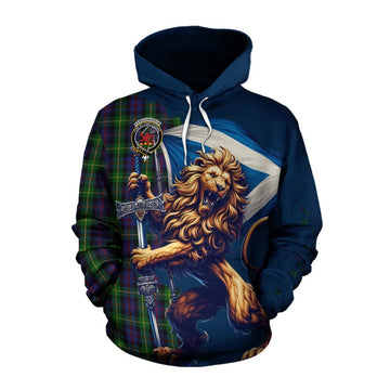 Farquharson Tartan Family Crest Cotton Hoodie with Scottish Majestic Lion Pullover Hoodie XS - Tartan Vibes Clothing