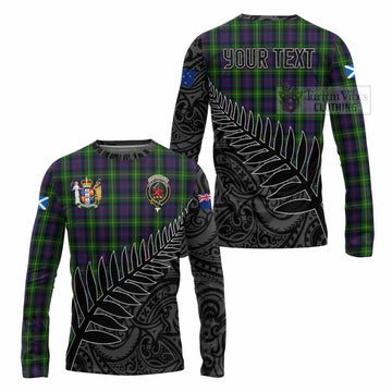 Farquharson Crest Tartan Long Sleeve T-Shirt with New Zealand Silver Fern Half Style