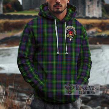 Farquharson Tartan Cotton Hoodie with Family Crest