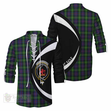 Farquharson Tartan Ghillie Kilt Shirt with Family Crest Circle Style