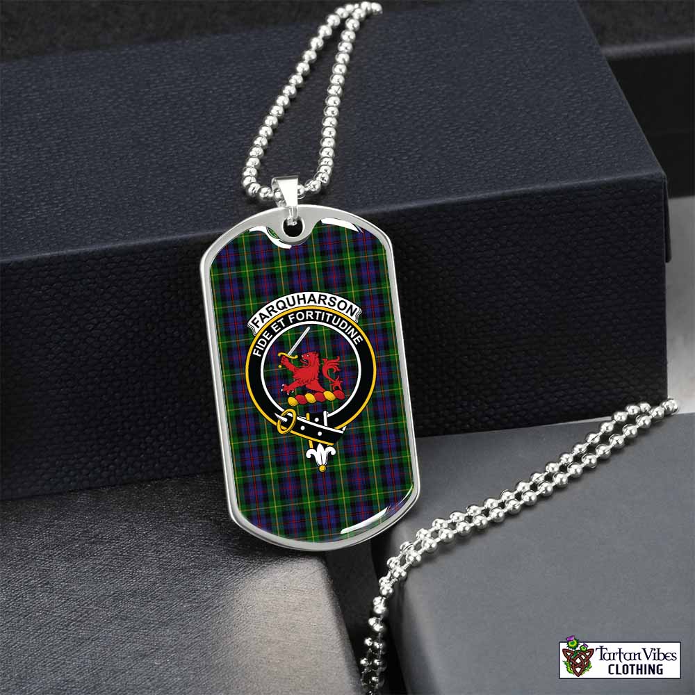 Tartan Vibes Clothing Farquharson Tartan Dog Tag Necklace with Family Crest