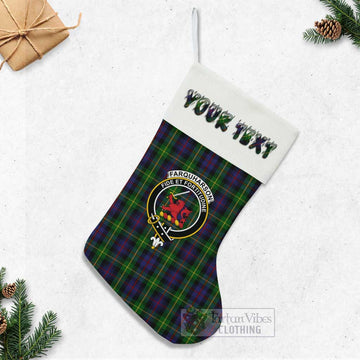 Farquharson Tartan Family Crest Christmas Stocking with Personalized Text