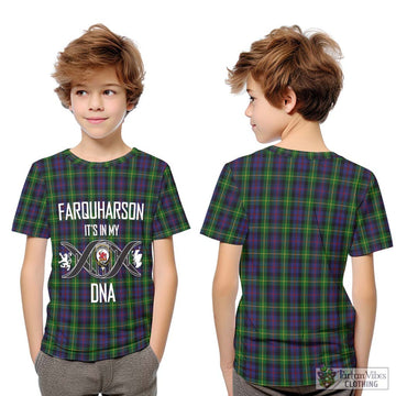 Farquharson Tartan Kid T-Shirt with Family Crest DNA In Me Style