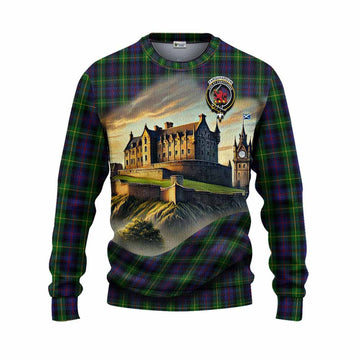 Farquharson Tartan Family Crest Knitted Sweater with Scottish Ancient Castle Style Unisex - Tartan Vibes Clothing