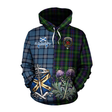 Farquharson Tartan Cotton Hoodie Happy St. Andrew's Day Half Tartan Style