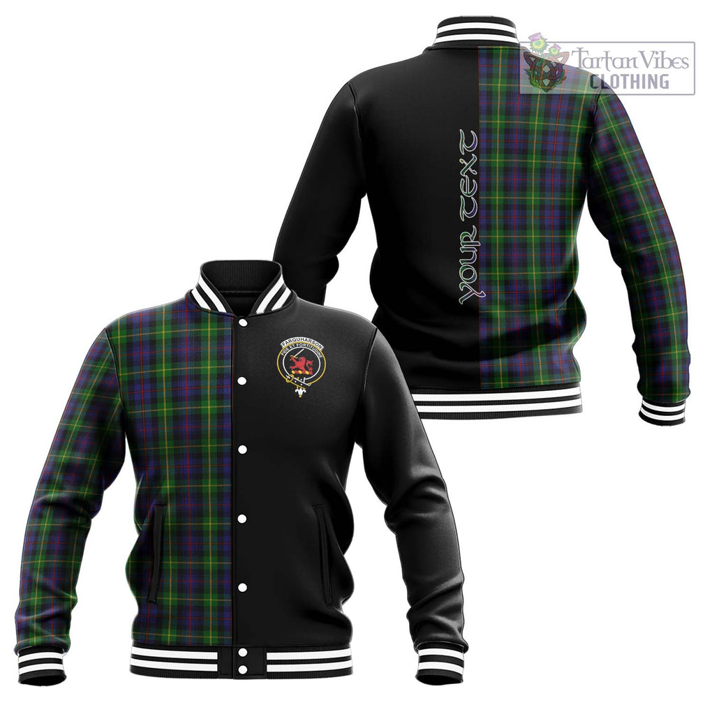 Farquharson Tartan Baseball Jacket with Family Crest and Half Of Me Style Unisex - Tartanvibesclothing Shop