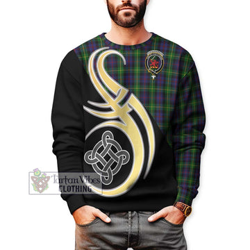 Farquharson Tartan Sweatshirt with Family Crest and Celtic Symbol Style