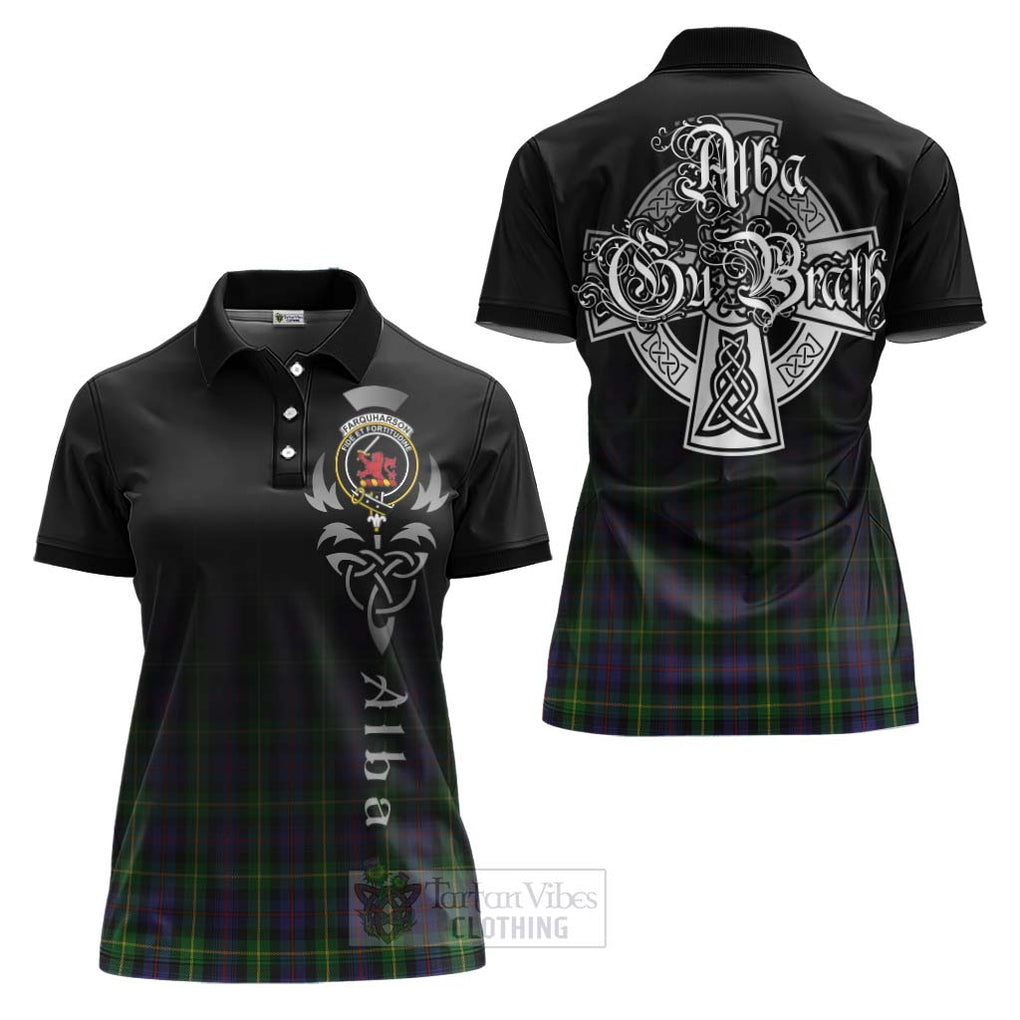 Tartan Vibes Clothing Farquharson Tartan Women's Polo Shirt Featuring Alba Gu Brath Family Crest Celtic Inspired