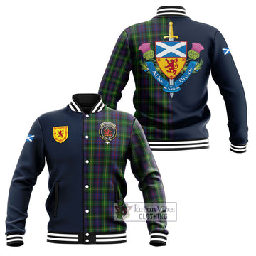 Farquharson Tartan Baseball Jacket Alba with Scottish Lion Royal Arm Half Style