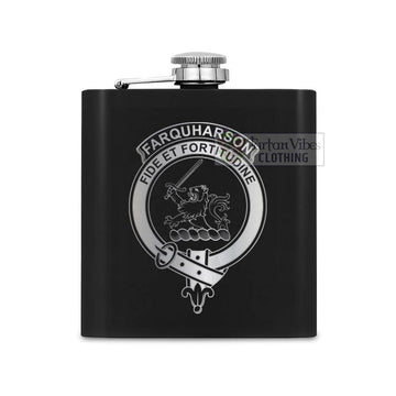 Farquharson Crest Hip Flask Set 7oz Black Stainless Steel with A Gift Box