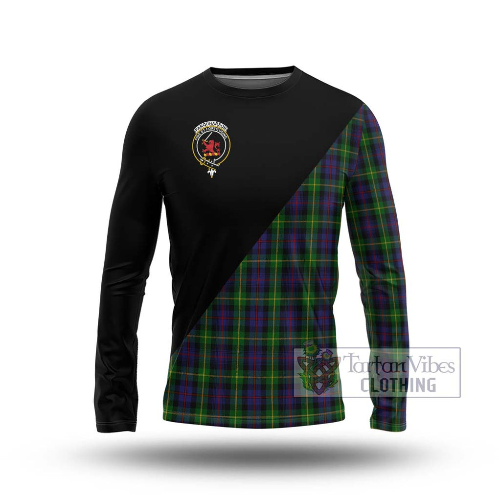 Farquharson Tartan Long Sleeve T-Shirt with Family Crest and Military Logo Style Unisex - Tartanvibesclothing Shop