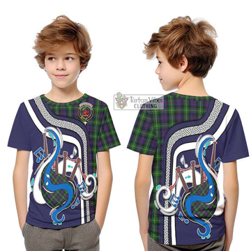 Farquharson Tartan Kid T-Shirt with Epic Bagpipe Style