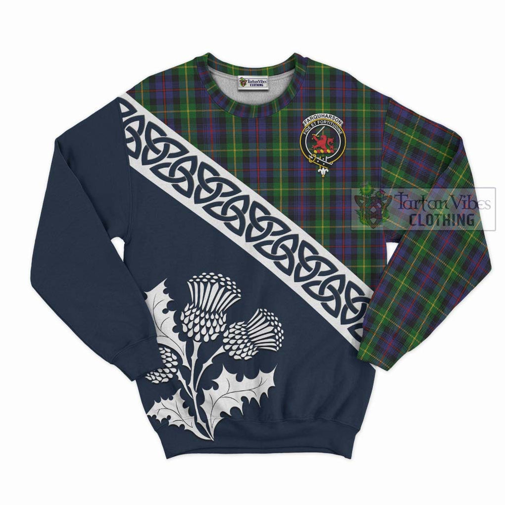 Tartan Vibes Clothing Farquharson Tartan Sweatshirt Featuring Thistle and Scotland Map