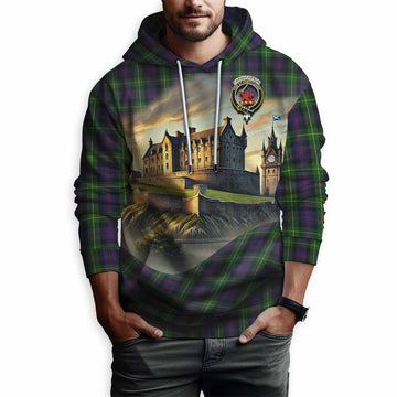 Farquharson Tartan Family Crest Hoodie with Scottish Ancient Castle Style Pullover Hoodie - Tartan Vibes Clothing