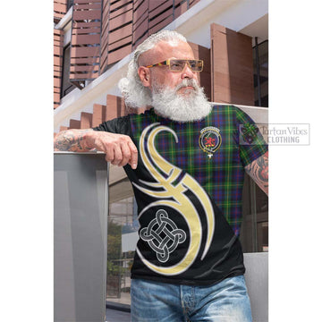 Farquharson Tartan Cotton T-shirt with Family Crest and Celtic Symbol Style