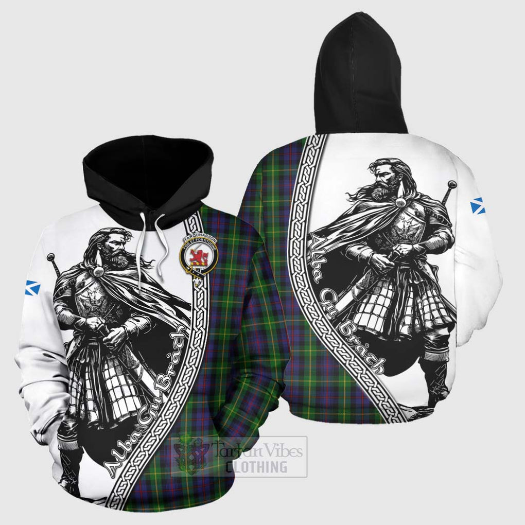 Tartan Vibes Clothing Farquharson Tartan Clan Crest Hoodie with Highlander Warrior Celtic Style