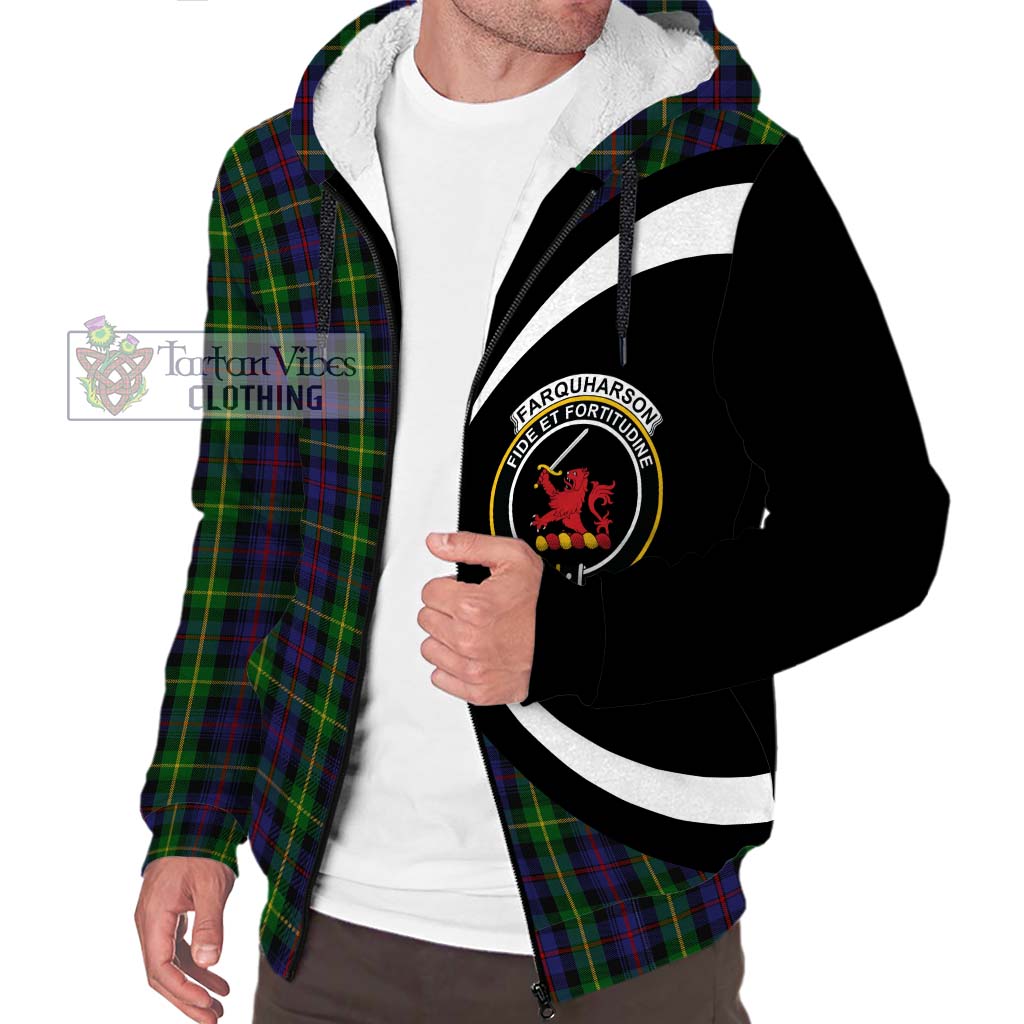 Farquharson Tartan Sherpa Hoodie with Family Crest Circle Style Unisex S - Tartan Vibes Clothing