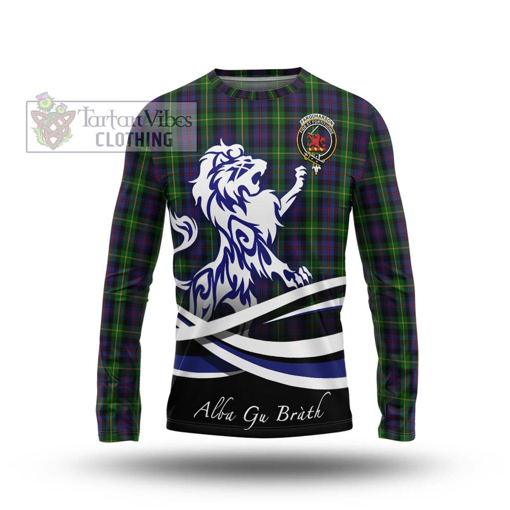 Farquharson Tartan Long Sleeve T-Shirt with Alba Gu Brath Regal Lion Emblem Unisex - Tartanvibesclothing Shop