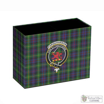 Farquharson Tartan Pen Holder with Family Crest