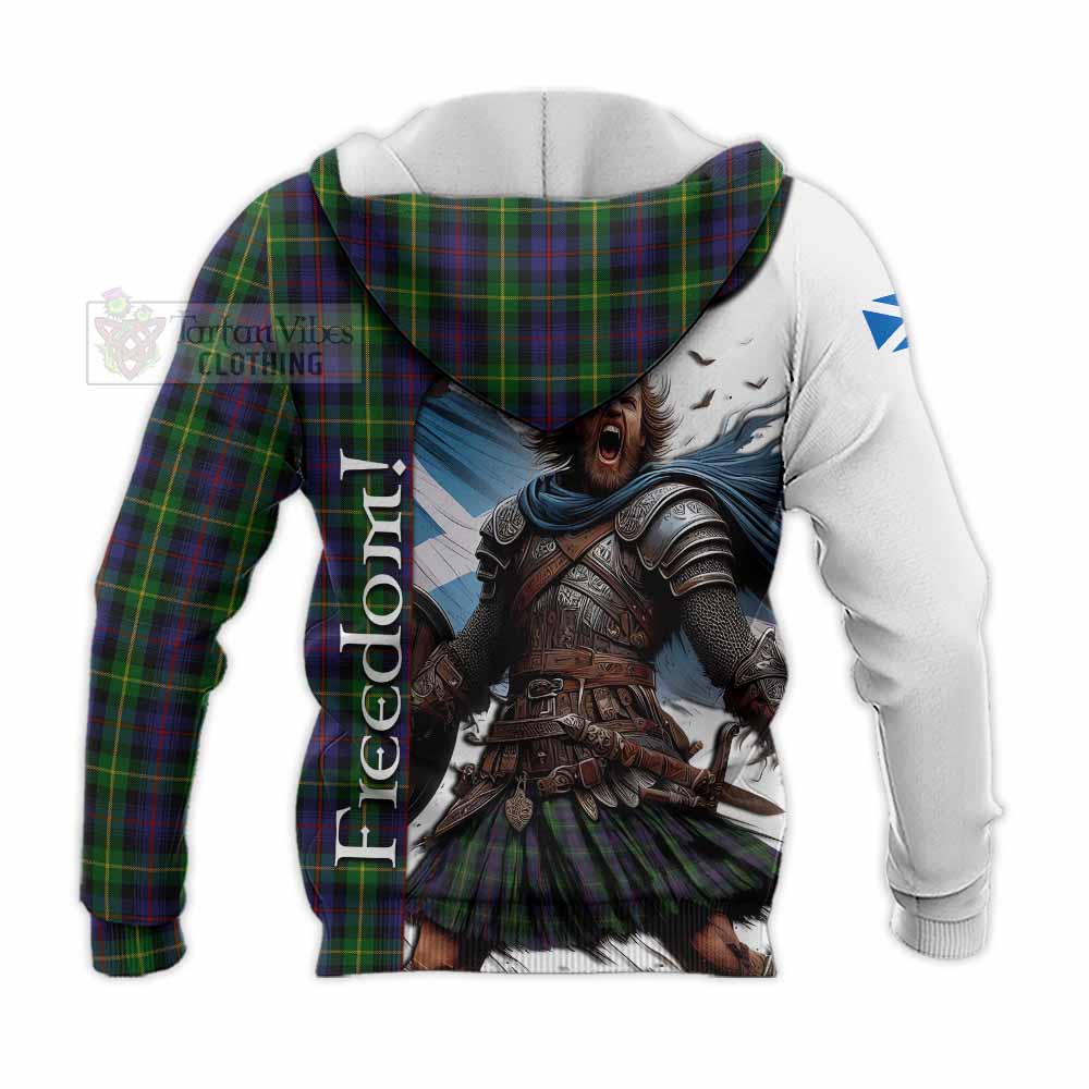 Tartan Vibes Clothing Farquharson Crest Tartan Knitted Hoodie Inspired by the Freedom of Scottish Warrior