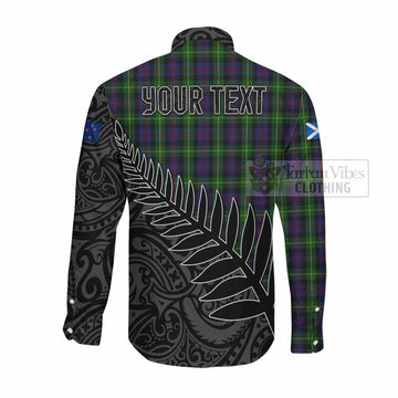 Farquharson Crest Tartan Long Sleeve Button Shirt with New Zealand Silver Fern Half Style