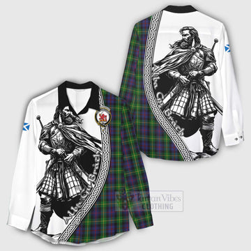 Farquharson Tartan Clan Crest Women's Casual Shirt with Highlander Warrior Celtic Style