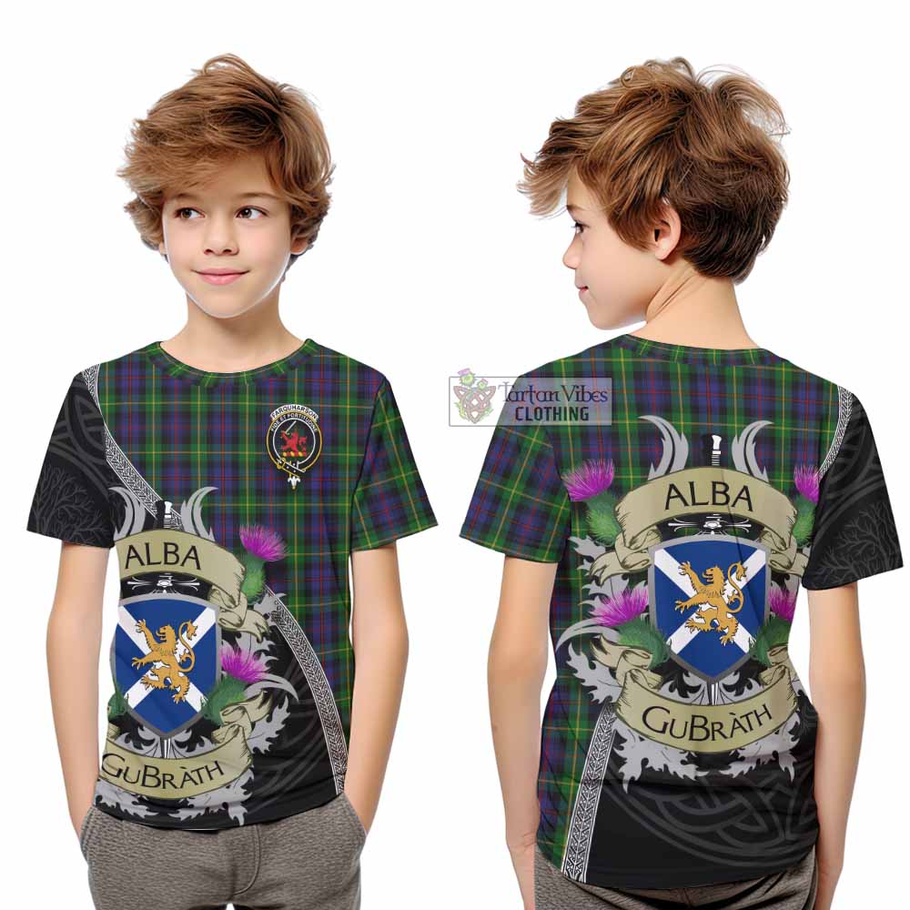 Farquharson Tartan Family Crest Kid T-Shirt Lion Rampant Royal Thistle Shield Celtic Inspired - Tartan Vibes Clothing