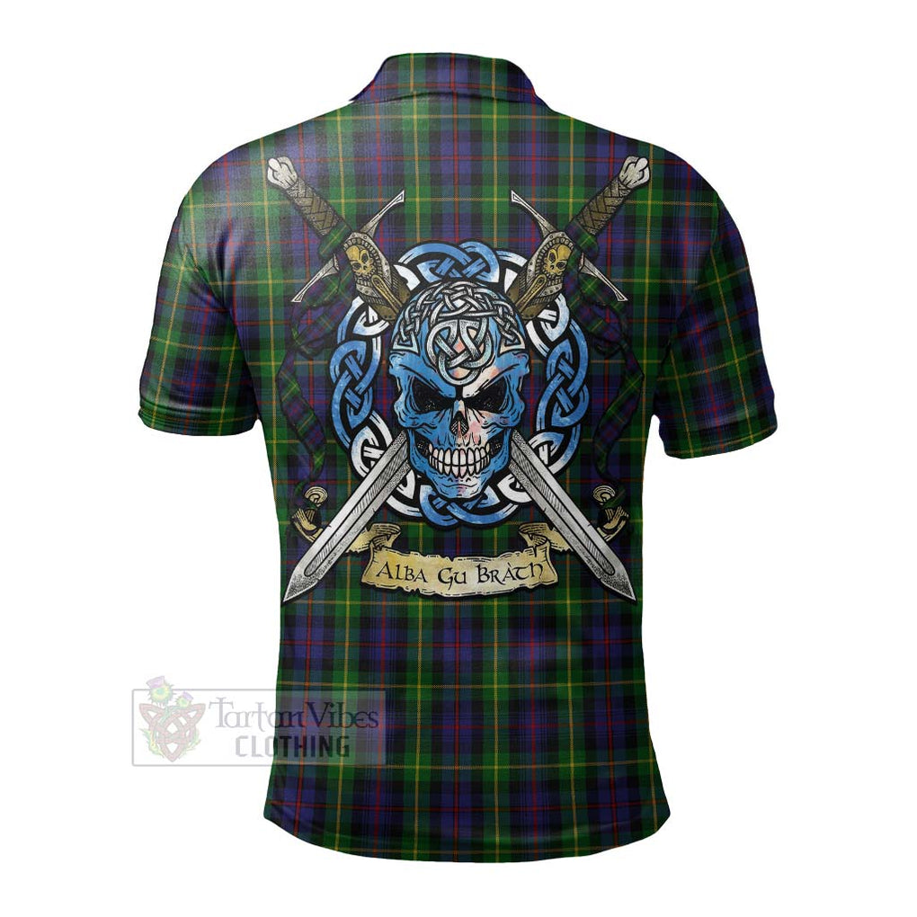 Tartan Vibes Clothing Farquharson Tartan Polo Shirt with Family Crest Celtic Skull Style