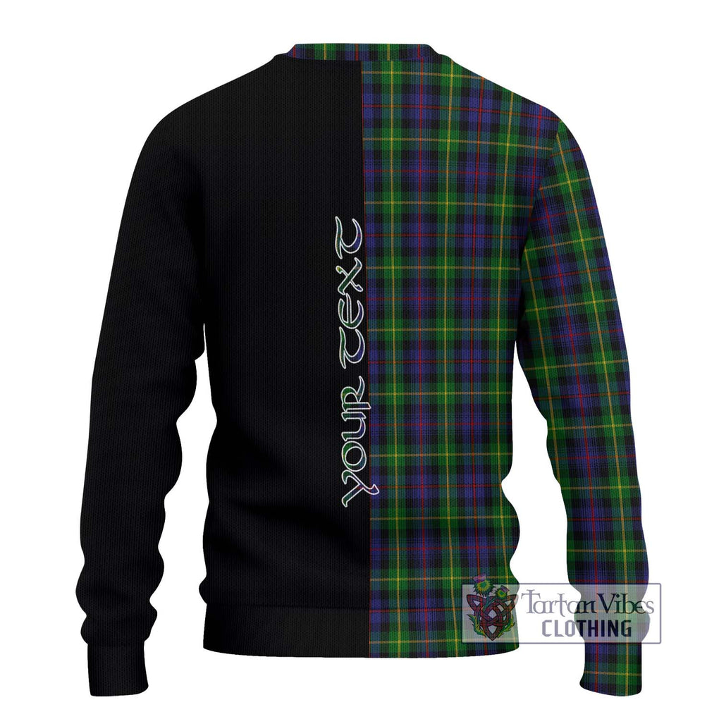 Farquharson Tartan Knitted Sweater with Family Crest and Half Of Me Style - Tartanvibesclothing Shop