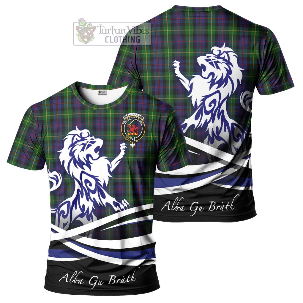 Tartan Vibes Clothing Farquharson Tartan Cotton T-shirt with Alba Gu Brath Regal Lion Emblem