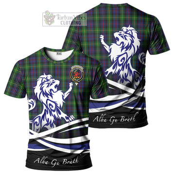 Farquharson Tartan Cotton T-shirt with Alba Gu Brath Regal Lion Emblem