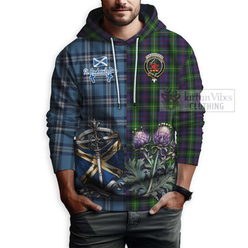 Farquharson Tartan Hoodie Happy St. Andrew's Day Half Tartan Style