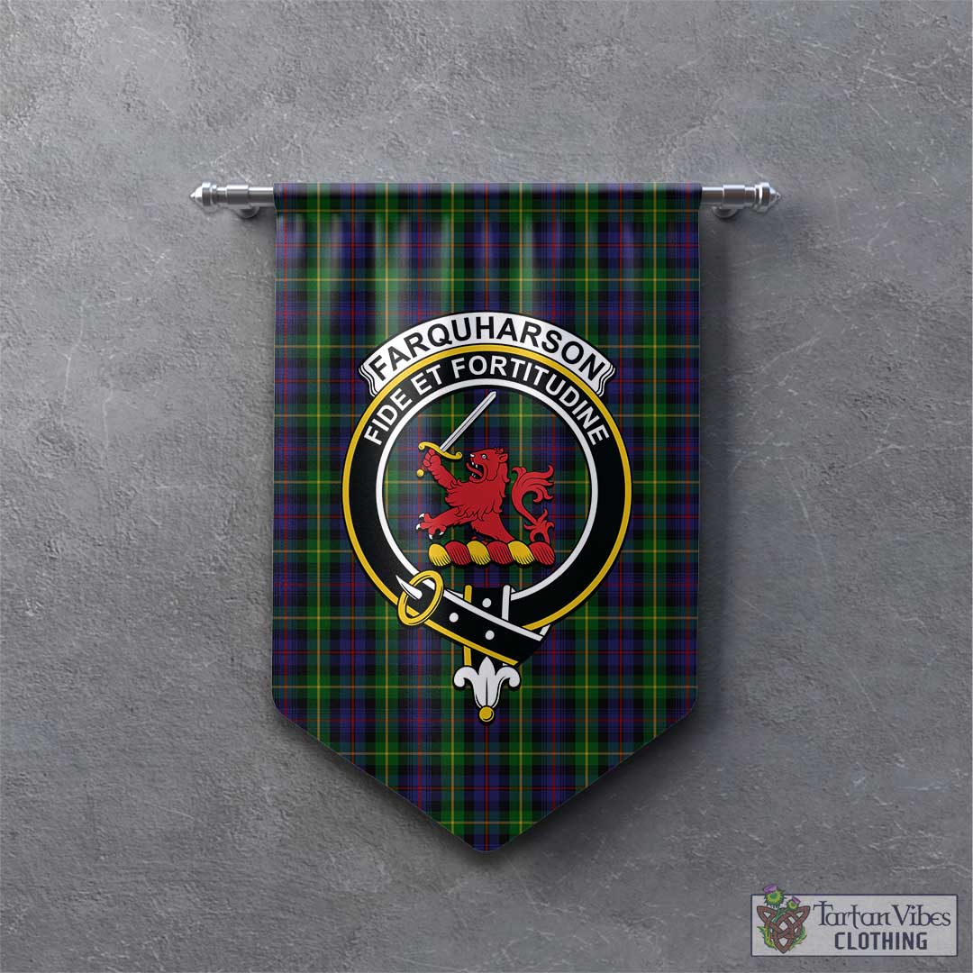 Tartan Vibes Clothing Farquharson Tartan Gonfalon, Tartan Banner with Family Crest