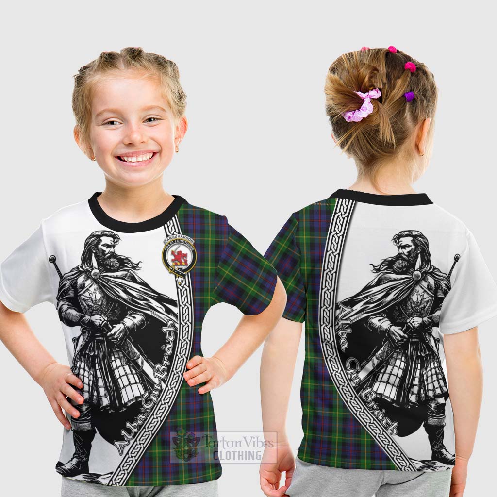 Tartan Vibes Clothing Farquharson Tartan Clan Crest Kid T-Shirt with Highlander Warrior Celtic Style