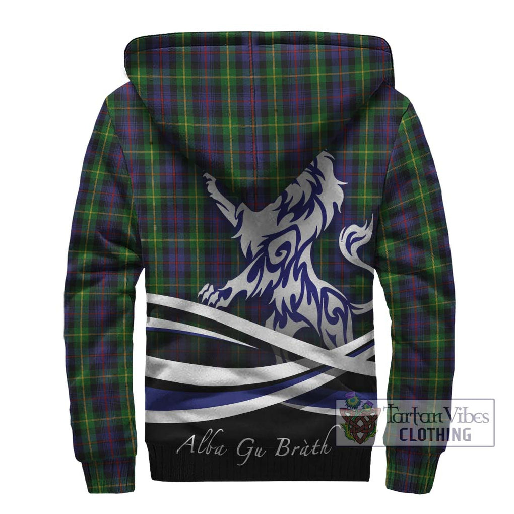 Farquharson Tartan Sherpa Hoodie with Alba Gu Brath Regal Lion Emblem - Tartanvibesclothing Shop