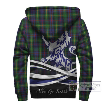 Farquharson Tartan Sherpa Hoodie with Alba Gu Brath Regal Lion Emblem