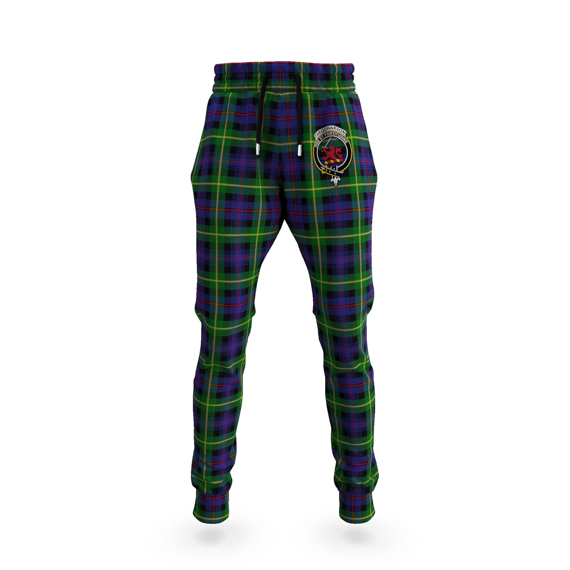 Farquharson Tartan Joggers Pants with Family Crest 5XL - Tartan Vibes Clothing