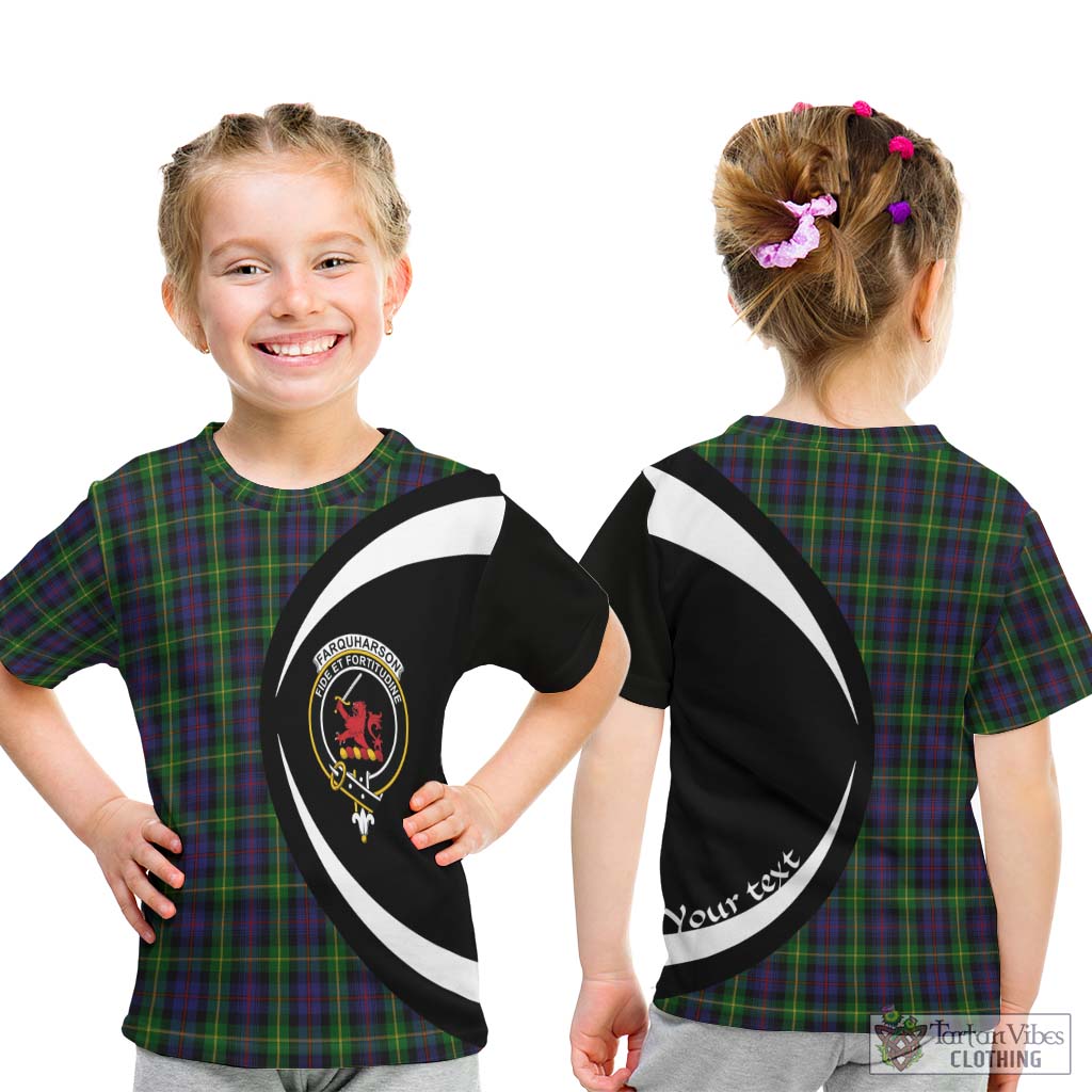 Tartan Vibes Clothing Farquharson Tartan Kid T-Shirt with Family Crest Circle Style
